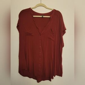 Torrid Rust Button-Up Blouse